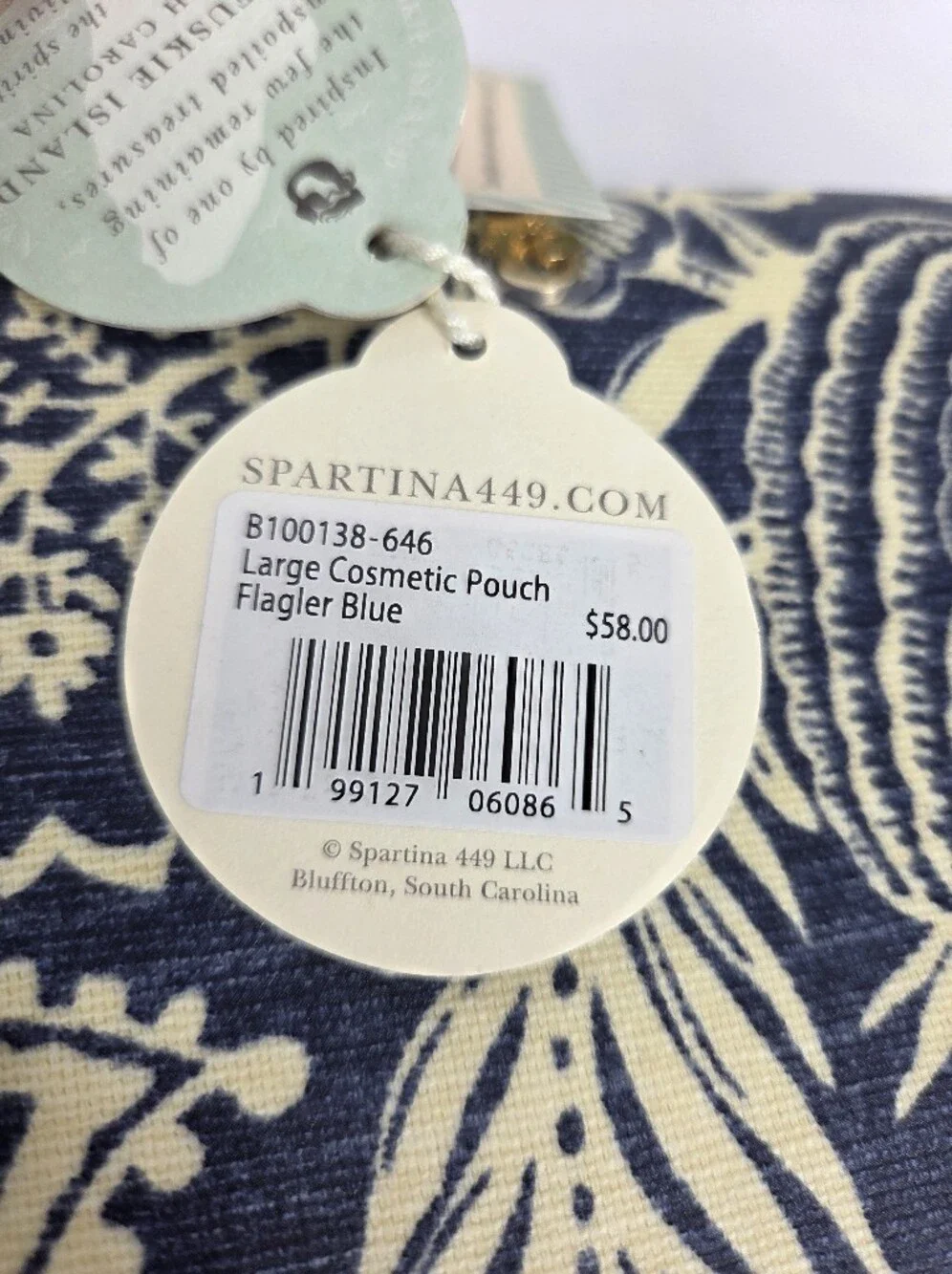 Spartina 449 Large Cosmetic Pouch Flagler Blue NWT